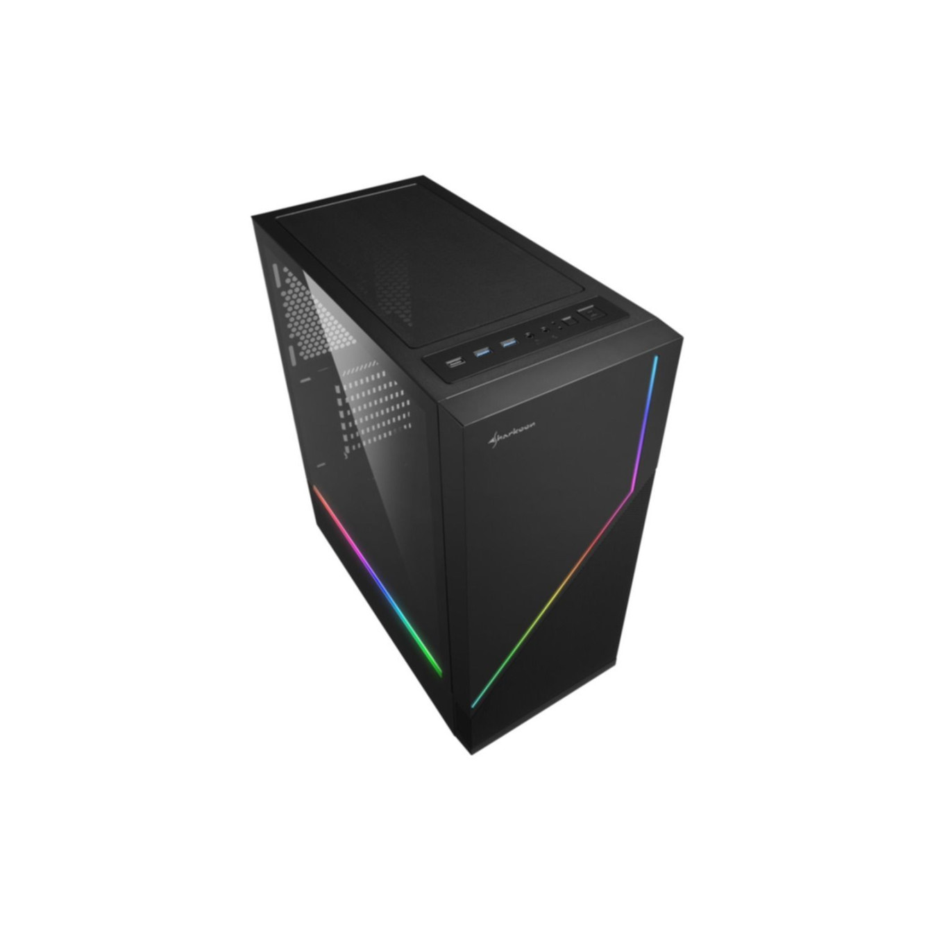 Sharkoon RGB FLOW - Mid Tower PC Case - Black, Side Window, ARGB Lighting, ATX/mATX/Mini-ITX, 350mm GPU