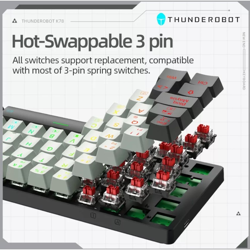 Buy Thunderobot Keyboard - K78R - White Gaming Mechanical Keyboard 78 Red Switch... in Cyprus, Nicosia, Limassol, Larnaka, Pafos