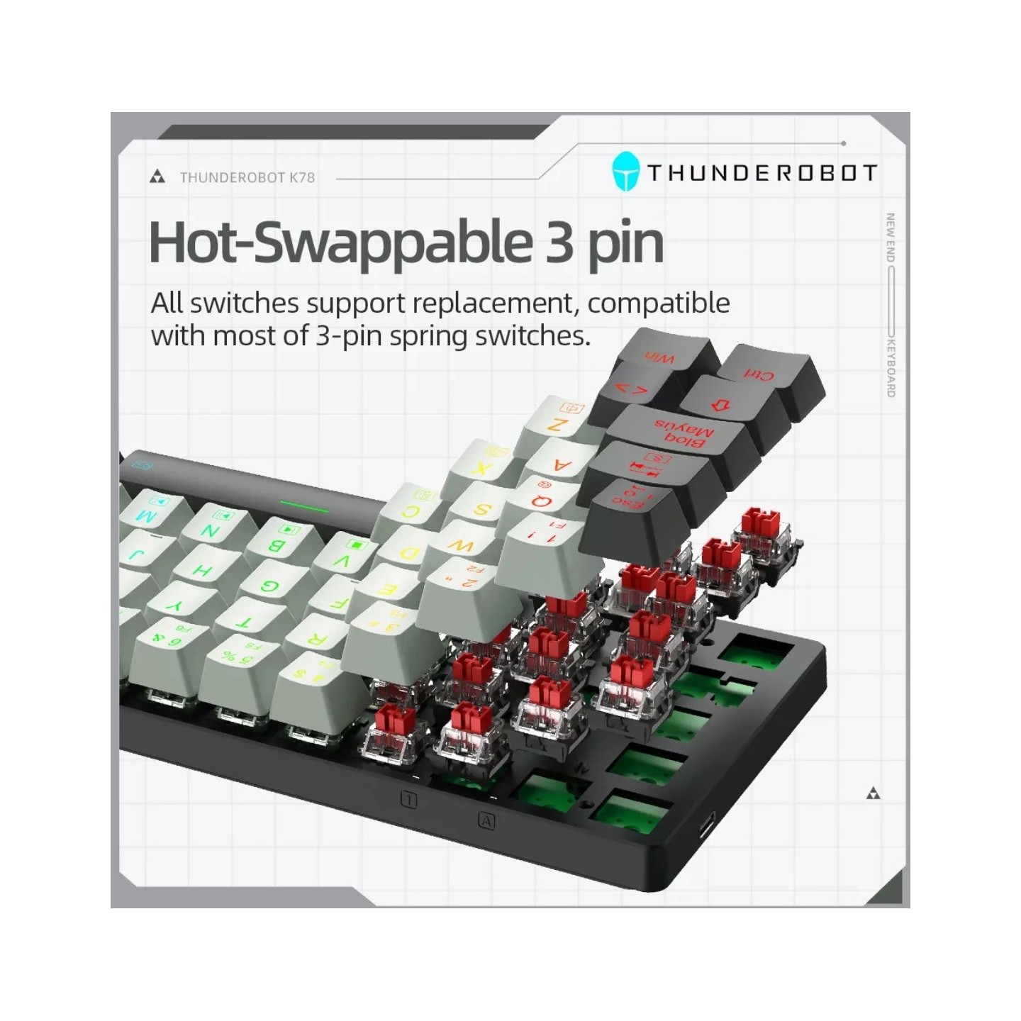 Thunderobot K78R White 78-Key Mechanical Gaming Keyboard Red Switches (Boxed) — Buy in Cyprus with Fast Delivery