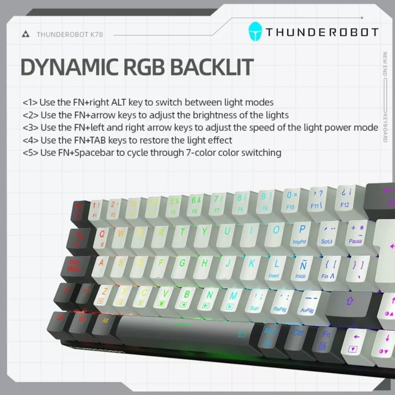 Buy Thunderobot Keyboard - K78R - White Gaming Mechanical Keyboard 78 Red Switch... in Cyprus, Nicosia, Limassol, Larnaka, Pafos