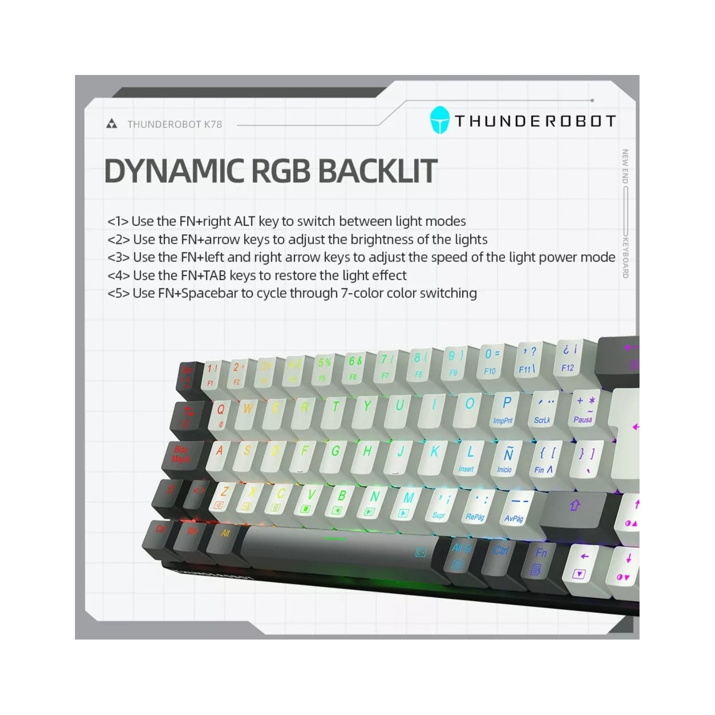 Thunderobot K78R White 78-Key Mechanical Gaming Keyboard Red Switches (Boxed) — Buy in Cyprus with Fast Delivery