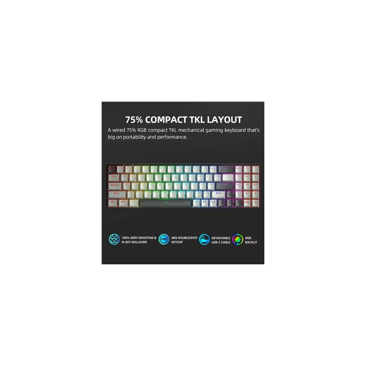 Thunderobot K78R White 78-Key Mechanical Gaming Keyboard Red Switches (Boxed) — Buy in Cyprus with Fast Delivery
