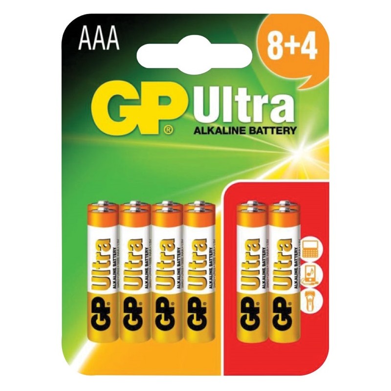 Buy GP Ultra Alkaline Batteries - 656.016UK - AAA 8+4 in Cyprus, Nicosia, Limassol, Larnaka, Pafos