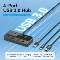 Vention CHWBF USB-C Hub 4x USB 3.0 – Individual Power Switches, 1.0m | Armenius Store