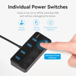 Vention CHWBF USB-C Hub 4x USB 3.0 Individual Power Switches 1.0m — Armenius Store Cyprus