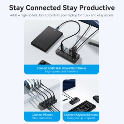 Buy Vention HUB USB-C 4 x USB3.0 with Indiv.Power Switches - CHWBF - 1.0m in Cyprus, Nicosia, Limassol, Larnaka, Pafos