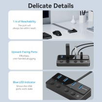 Vention CHWBF USB-C Hub 4x USB 3.0 – Individual Power Switches, 1.0m | Armenius Store