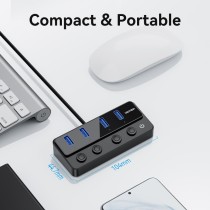 Vention CHWBF USB-C Hub 4x USB 3.0 – Individual Power Switches, 1.0m | Armenius Store