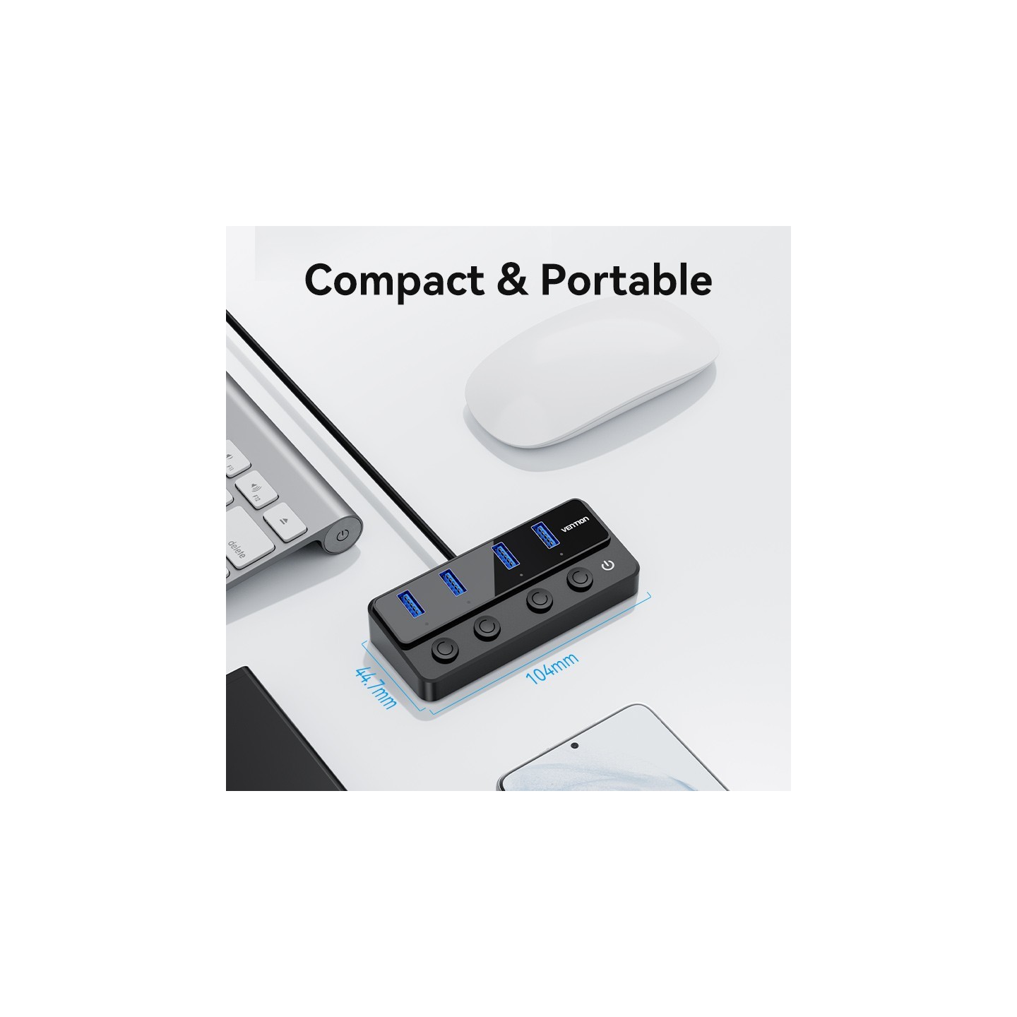 Vention CHWBF USB-C Hub 4x USB 3.0 Individual Power Switches 1.0m — Armenius Store Cyprus