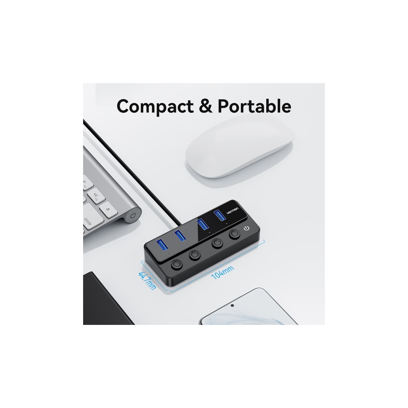 Vention CHWBF USB-C Hub 4x USB 3.0 – Individual Power Switches, 1.0m | Armenius Store