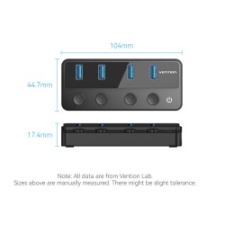Vention CHWBF USB-C Hub 4x USB 3.0 Individual Power Switches 1.0m — Armenius Store Cyprus
