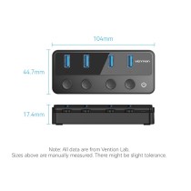 Vention CHWBF USB-C Hub 4x USB 3.0 – Individual Power Switches, 1.0m | Armenius Store