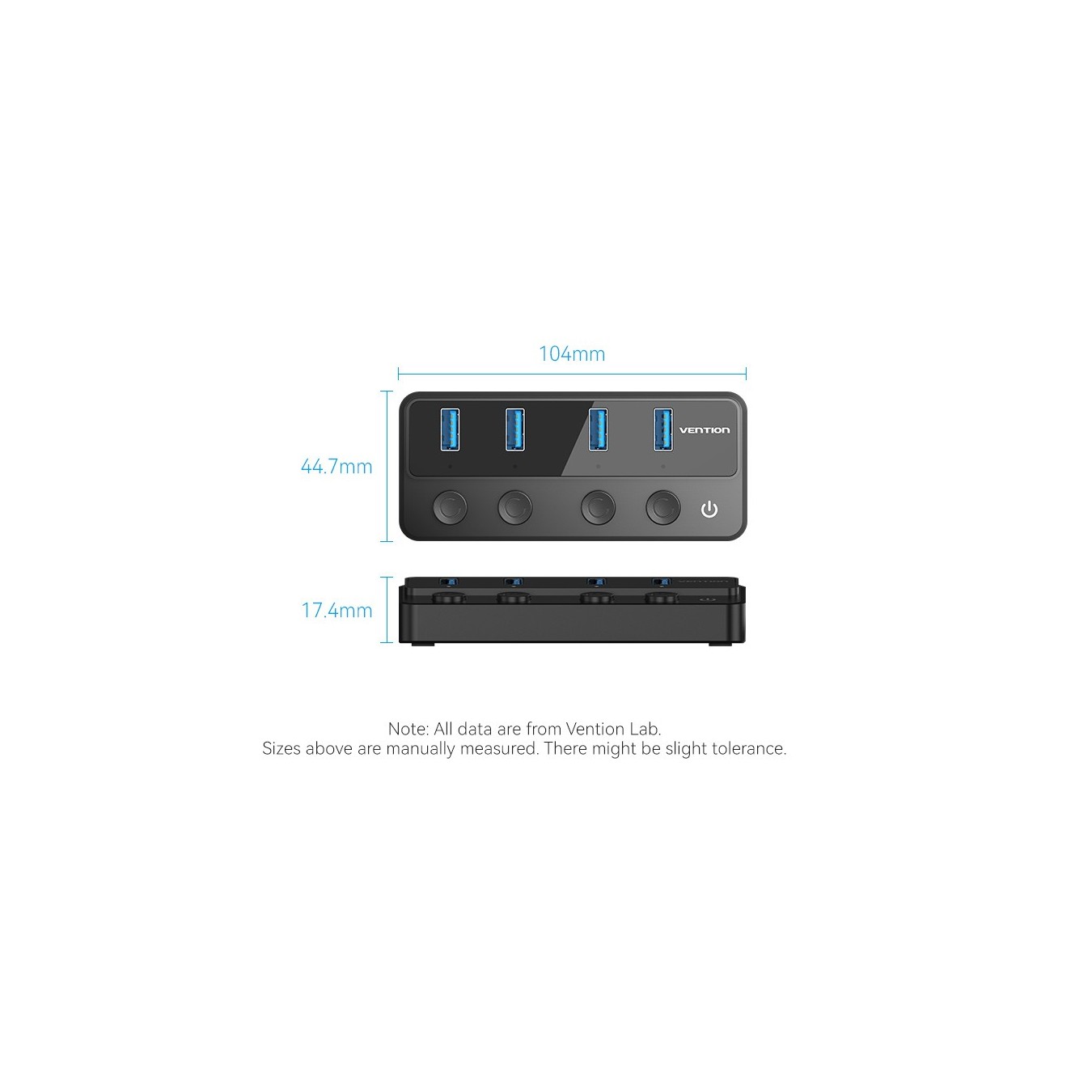 Vention CHWBF USB-C Hub 4x USB 3.0 – Individual Power Switches, 1.0m | Armenius Store