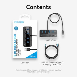 Vention CHWBF USB-C Hub 4x USB 3.0 Individual Power Switches 1.0m — Armenius Store Cyprus
