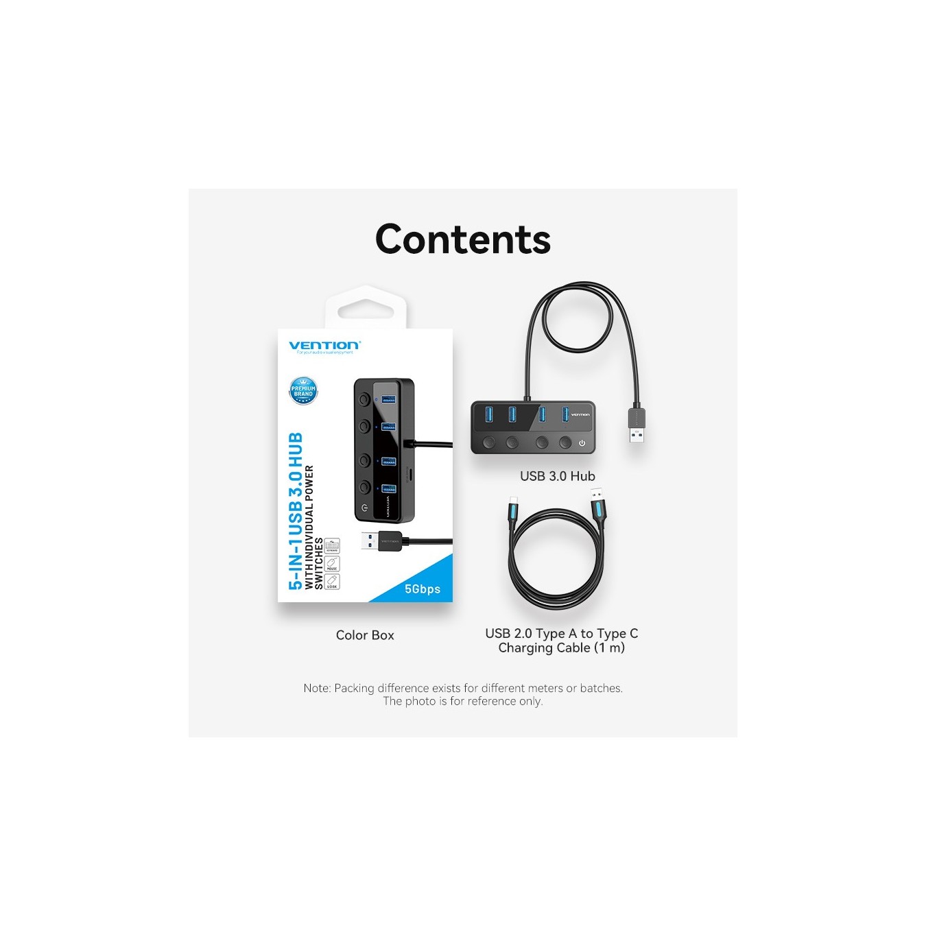 Vention CHWBF USB-C Hub 4x USB 3.0 – Individual Power Switches, 1.0m | Armenius Store