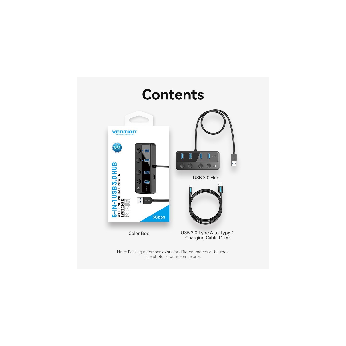 Vention HUB USB-C 4 x USB3.0 with Indiv.Power Switches - CHWBF - 1.0m — Buy in Cyprus with Fast Delivery