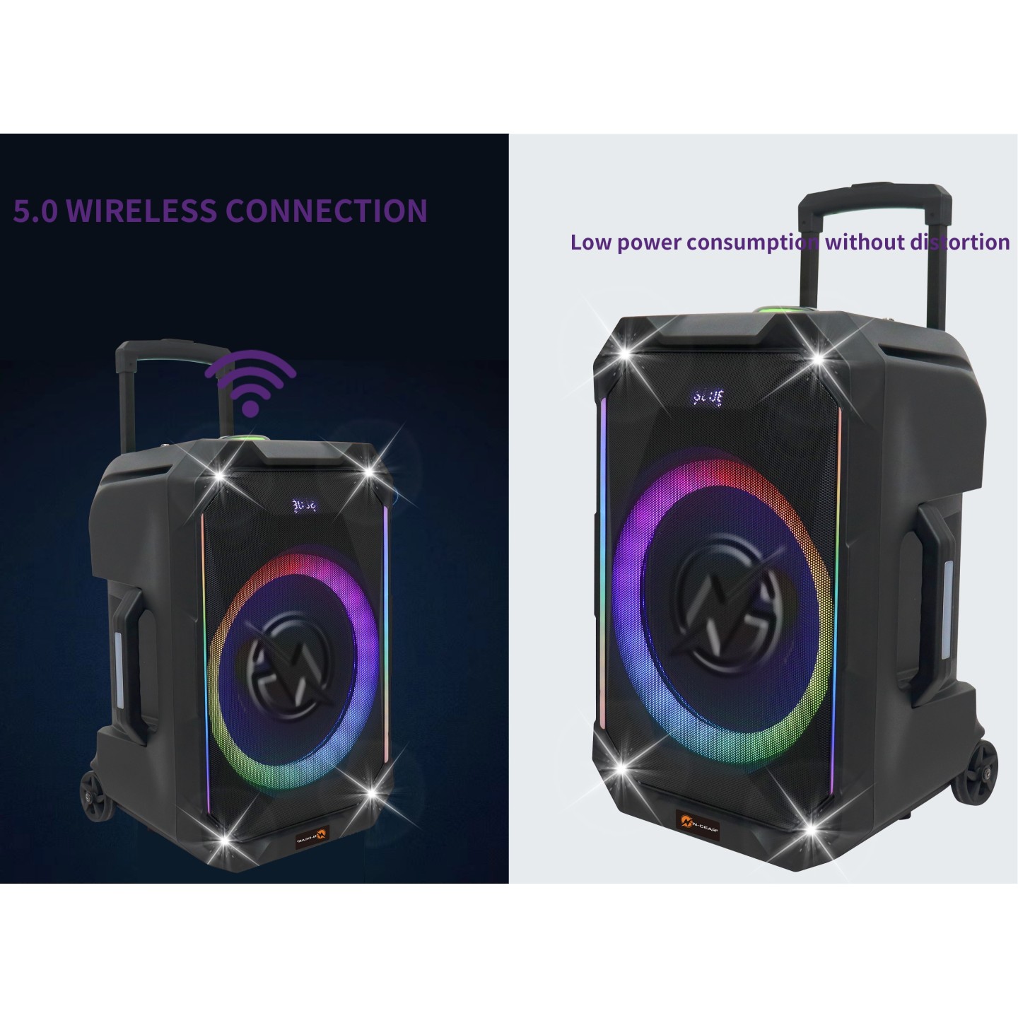 N-Gear Portable Karaoke Speaker - FLASH1240 - 12'' Portable Karaoke Speaker with 1x Wireless Mic LED Lights USB & BT