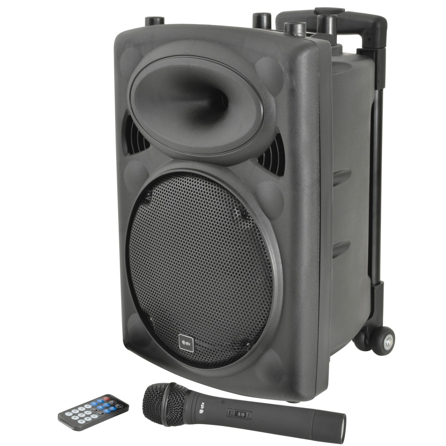 QTX QR10PA 10'' Professional Portable Karaoke & PA Speaker with 1x Wireless Microphone, Bluetooth USB & FM 178.839UK
