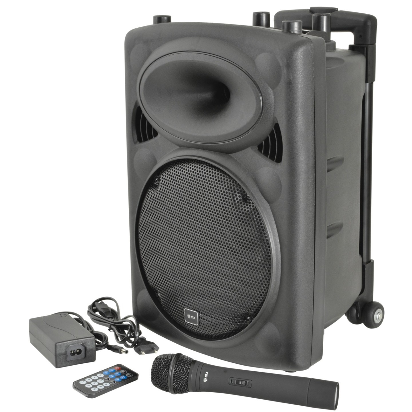 QTX QR10PA 10'' Professional Portable Karaoke & PA Speaker with 1x Wireless Microphone, Bluetooth USB & FM 178.839UK
