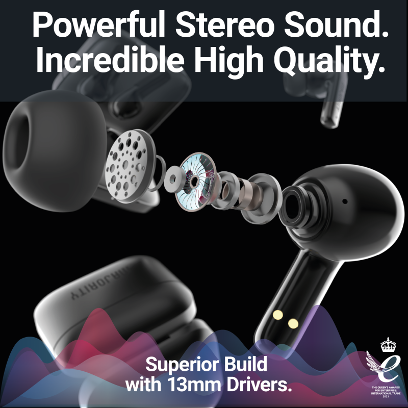 Buy Majority Earphones - TRU-1 - TWS Sports Earphones IPX7 Black in Cyprus, Nicosia, Limassol, Larnaka, Pafos