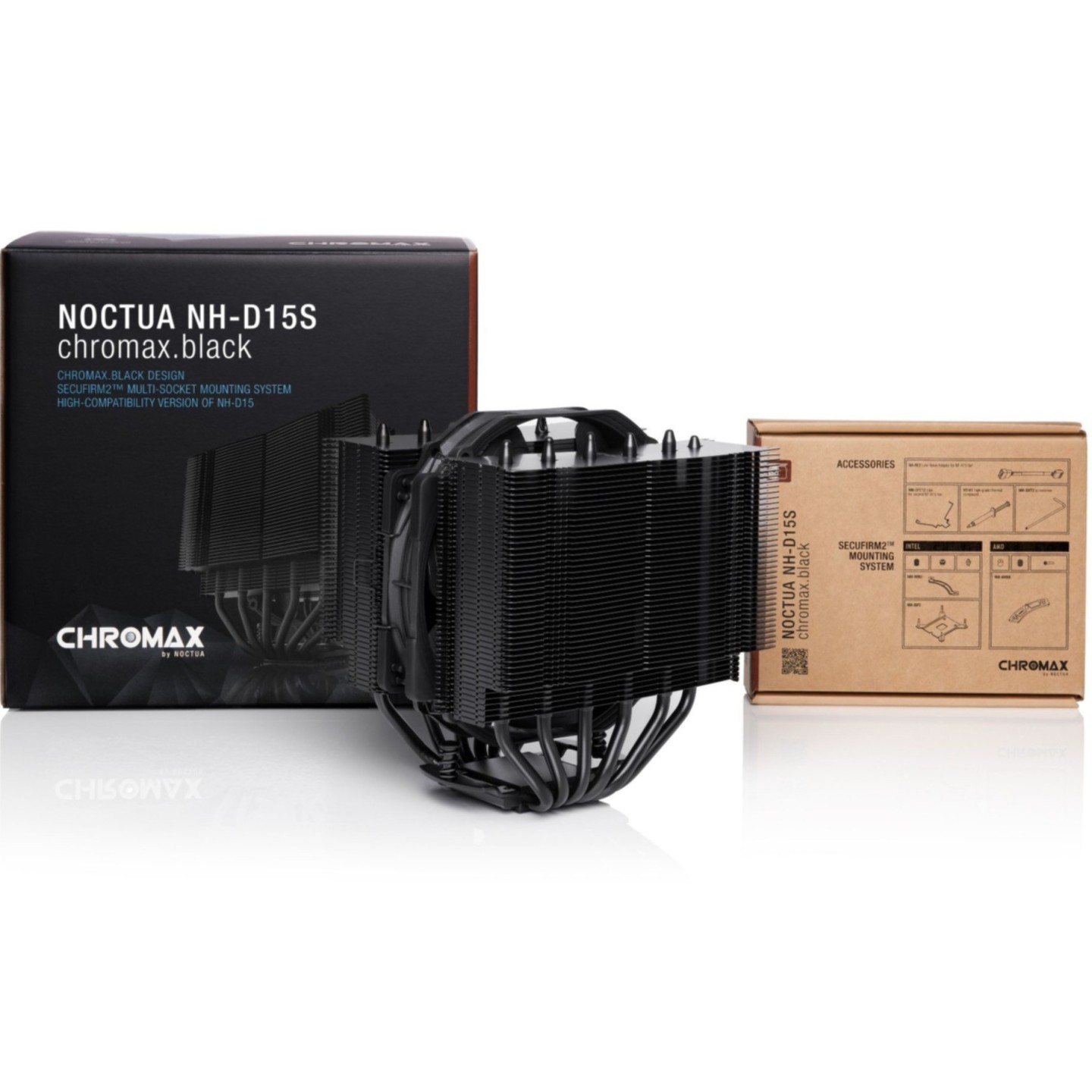 Noctua NH-D15S chromax.black Dual-Tower CPU Cooler - 140mm PWM Fan (Boxed) — Buy in Cyprus with Fast Delivery