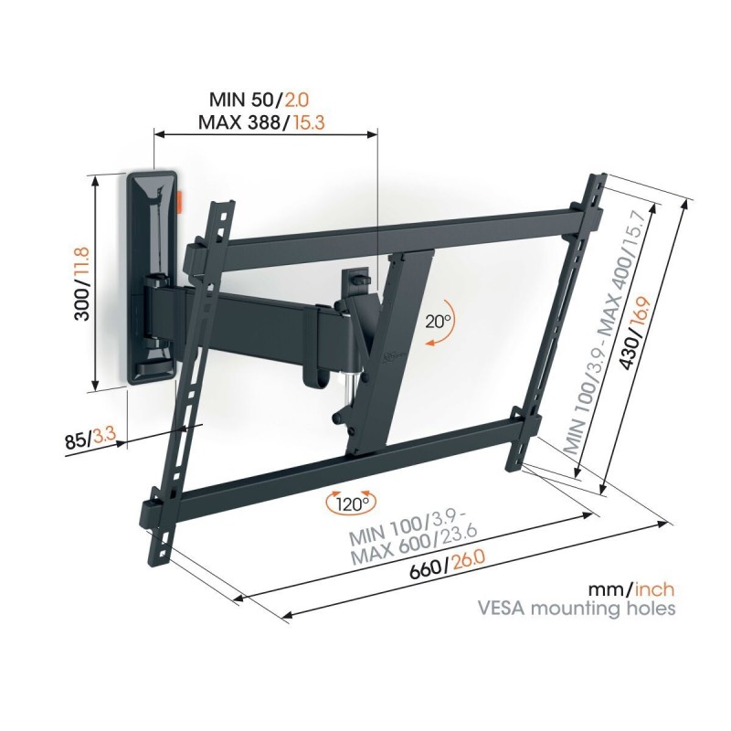 Buy Vogels COMFORT TV Wall Mount - TVM3623 - 60x40 Turn 1 arm in Cyprus, Nicosia, Limassol, Larnaka, Pafos