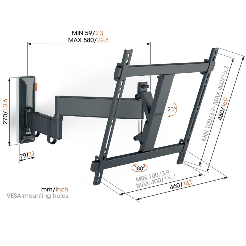 Buy Vogels Turn TV Wall Mount - TVM3443 - 32-65'' Black in Cyprus, Nicosia, Limassol, Larnaka, Pafos
