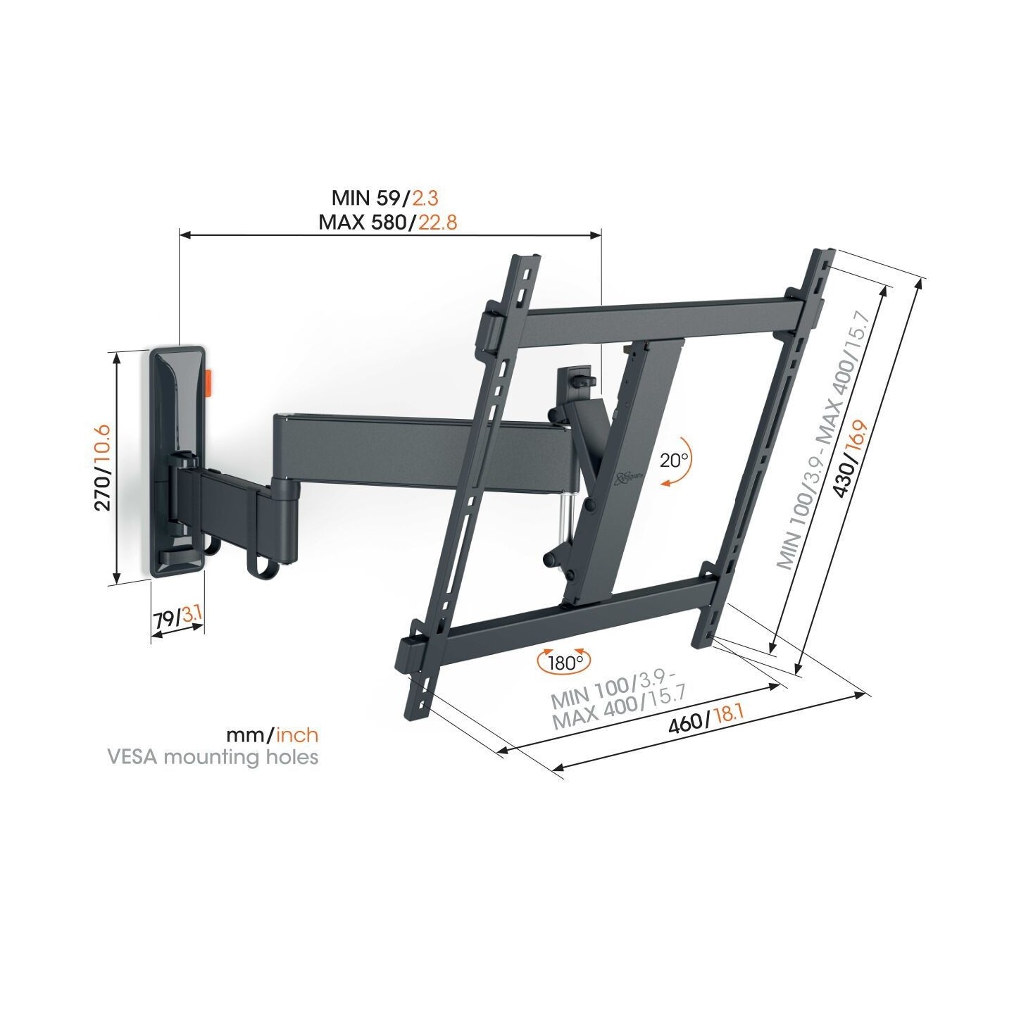 Vogels Turn TV Wall Mount - TVM3443 - 32-65'' Black — Buy in Cyprus with Fast Delivery
