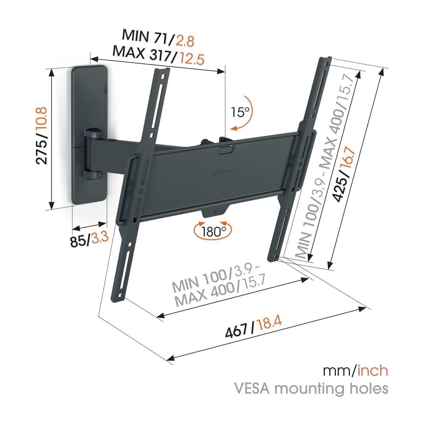 Vogels QUICK TV Wall Mount 40x40 Turn 1 arm - TVM1423 - TV Wall Mount 40x40 Turn 1 arm — Buy in Cyprus with Fast Delivery