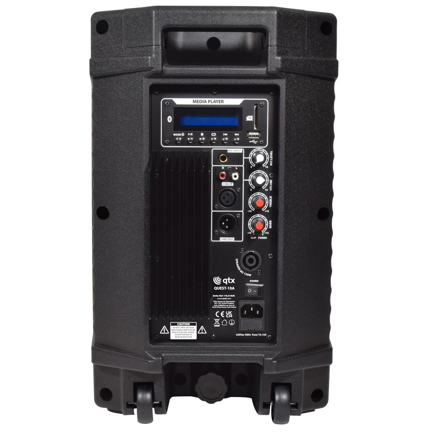 QTX Active Speaker - QUEST-10A - Active Speaker 10'' BT USB FM 600W — Buy in Cyprus with Fast Delivery