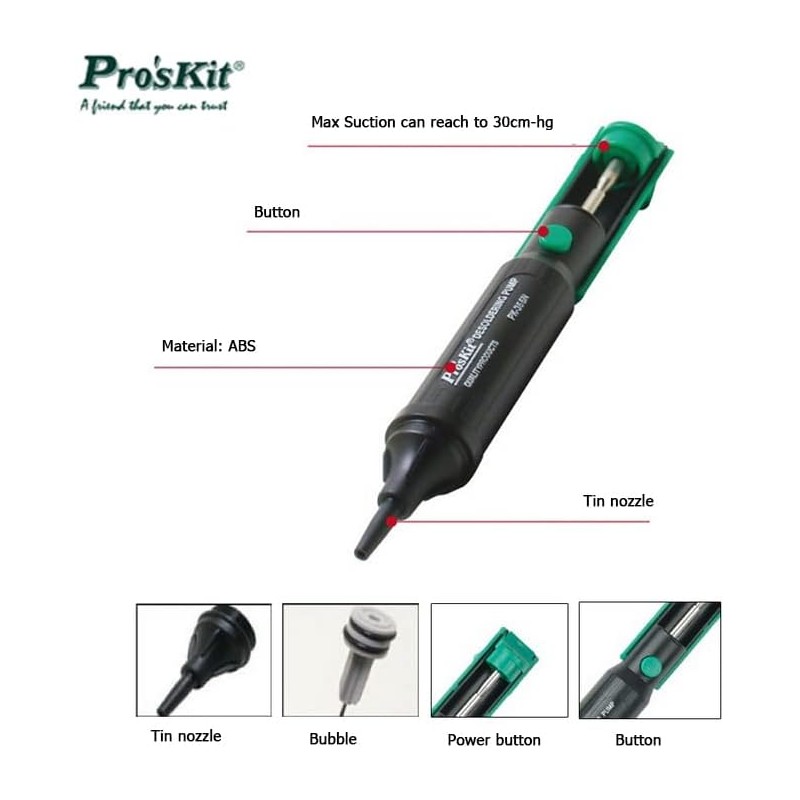Buy Proskit Soldering Pump for Desoldering - 8PK-366N-G - Desoldering in Cyprus, Nicosia, Limassol, Larnaka, Pafos