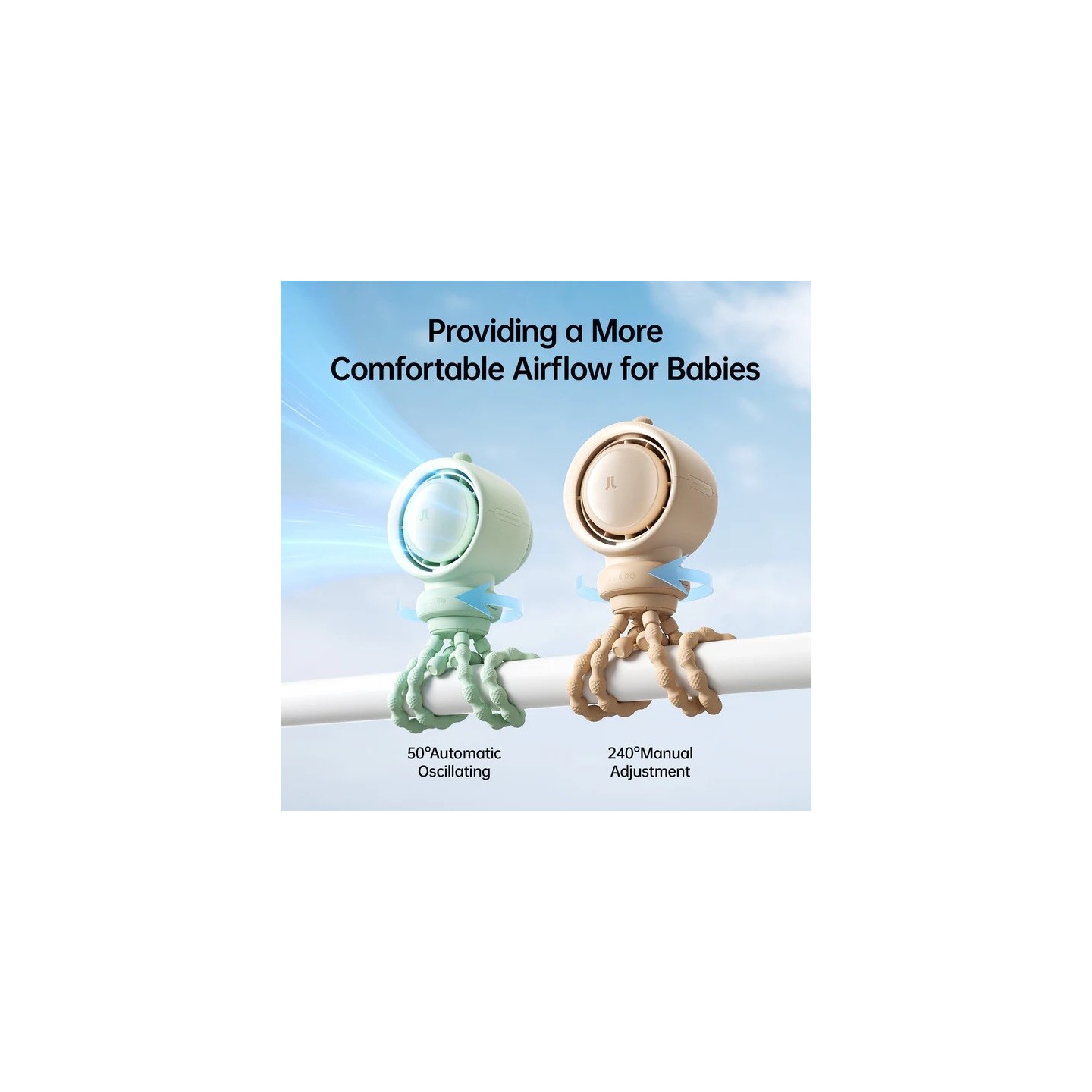 Jisulife Stroller Fan - Life2S - Brown — Buy in Cyprus with Fast Delivery