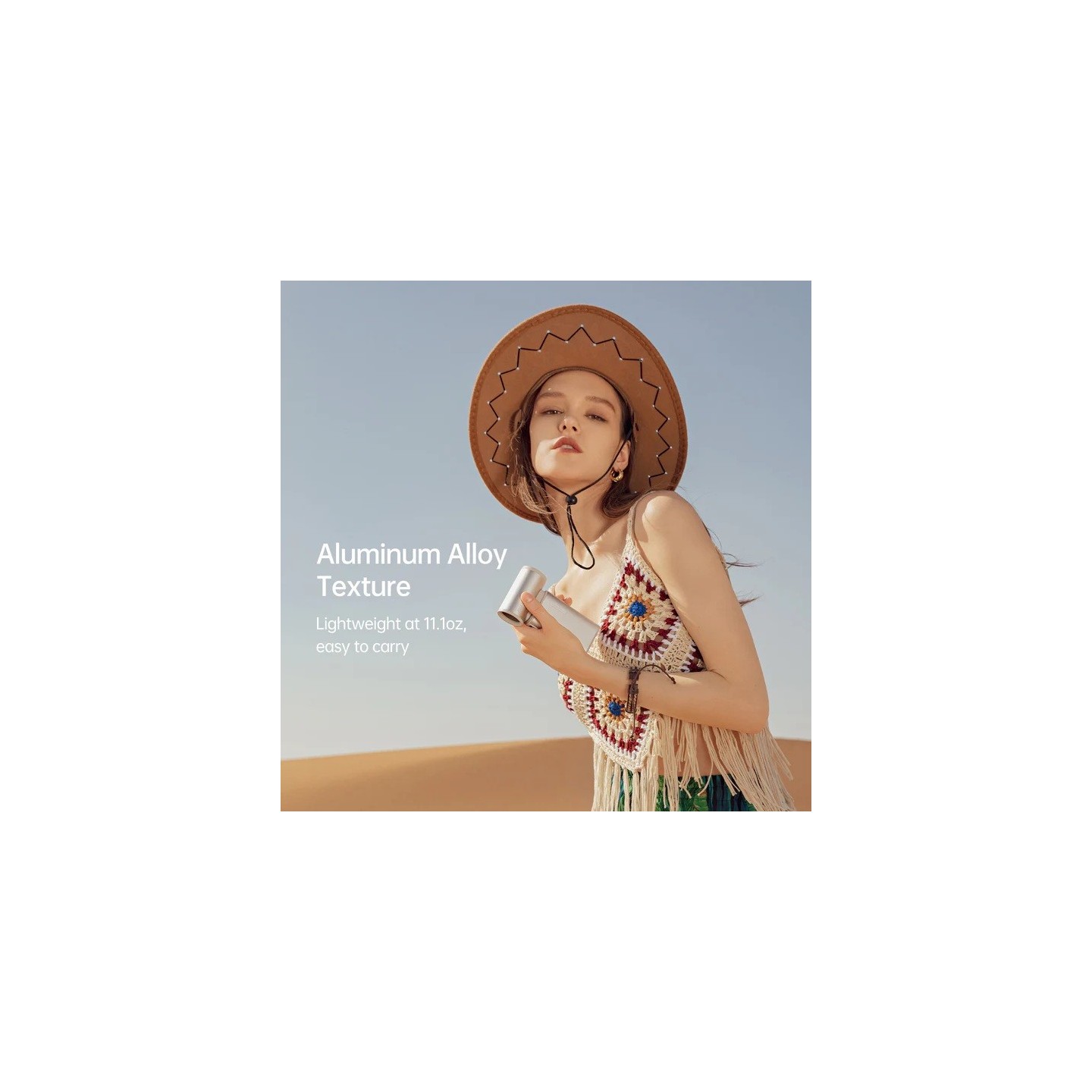 Jisulife Portable Personal Fan - ULTRA 1 - Aluminium Housing, Square & Round Nozzles Included, 75000 RPM, 1-100 Wind