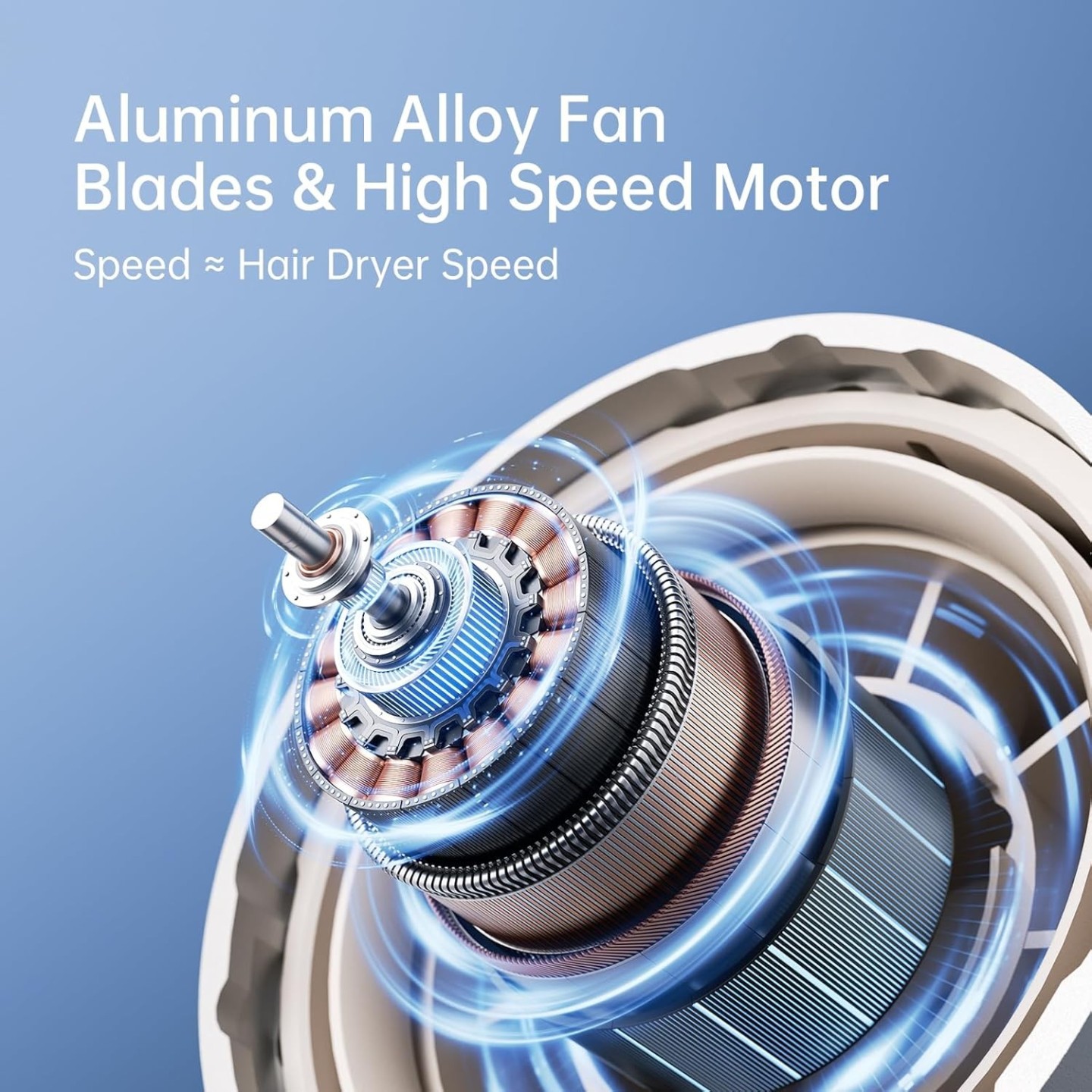 Jisulife Portable Personal Fan - ULTRA 1 - Aluminium Housing, Square & Round Nozzles Included, 75000 RPM, 1-100 Wind