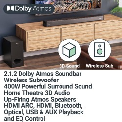 Buy Majority Sierra Plus Soundbar - 400W 2.1.2 Dolby Atmos Wireless Subwoofer 3x... in Cyprus, Nicosia, Limassol, Larnaka, Pafos