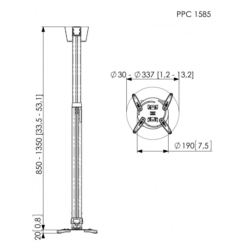 Buy Vogels Projector Ceiling Support - PPC1585 - 15kg 85-135 in Cyprus, Nicosia, Limassol, Larnaka, Pafos
