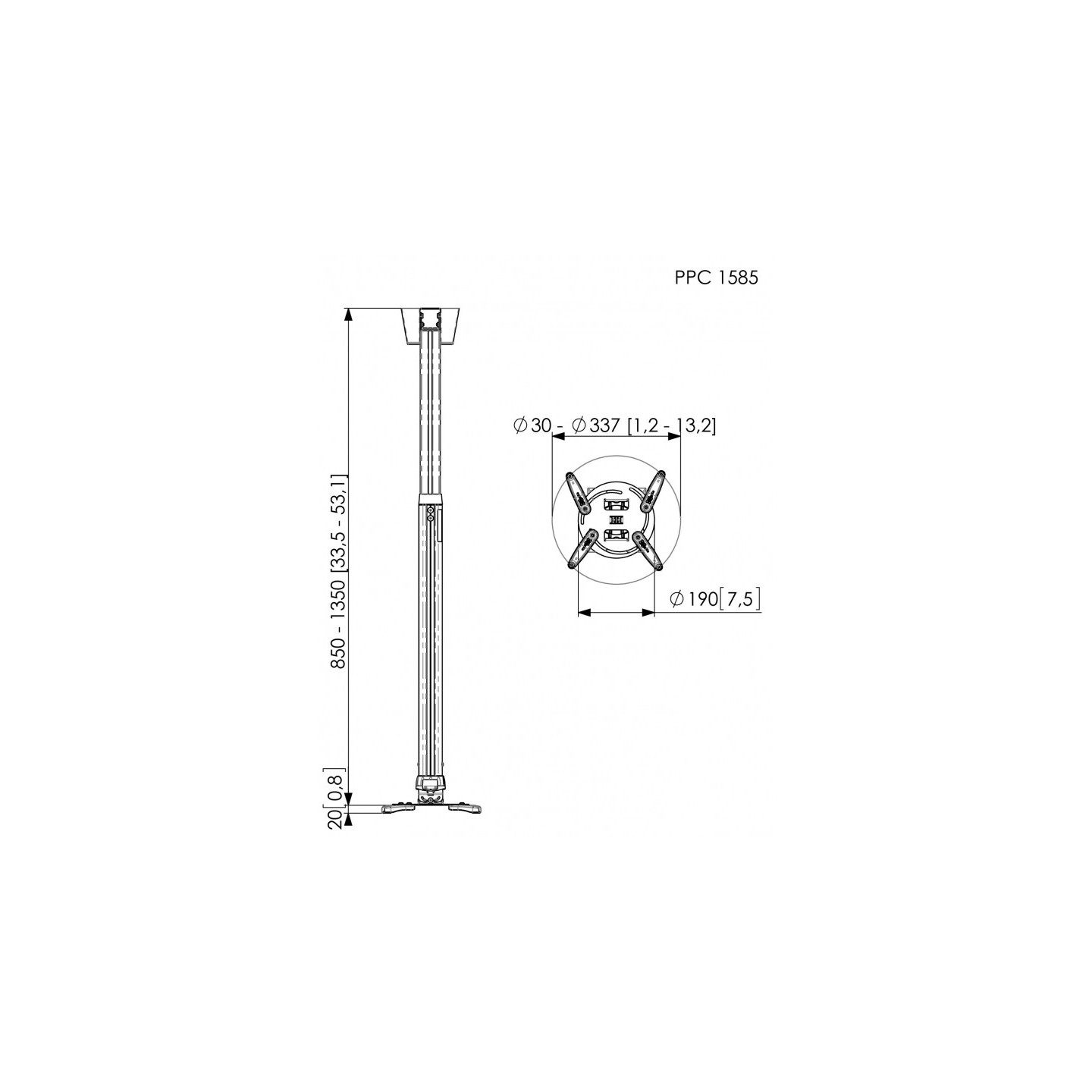 Vogels Projector Ceiling Support - PPC1585 - 15kg 85-135 — Buy in Cyprus with Fast Delivery