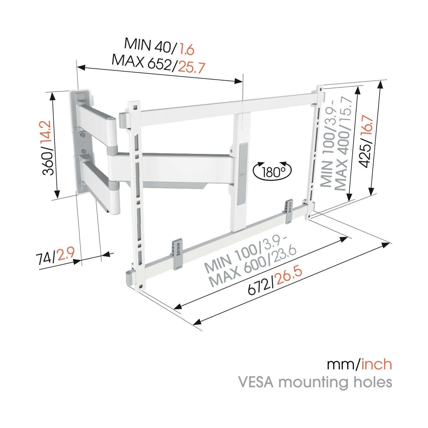 Vogels ELITE TV Wall Mount - TVM5645-W - 60x40 Turn up to 45kg White (replaces THIN545) — Buy in Cyprus with Fast Delivery