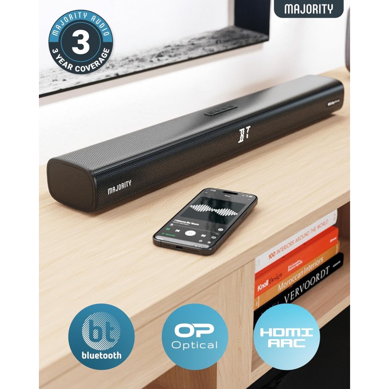 Buy Majority ELIAS Soundbar - Dolby Atmos 160W 2.0.2 Dual Upfiring Speakers BT-HDMI in Cyprus, Nicosia, Limassol, Larnaka, Pafos