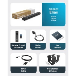 Buy Majority ELIAS Soundbar - Dolby Atmos 160W 2.0.2 Dual Upfiring Speakers BT-HDMI in Cyprus, Nicosia, Limassol, Larnaka, Pafos
