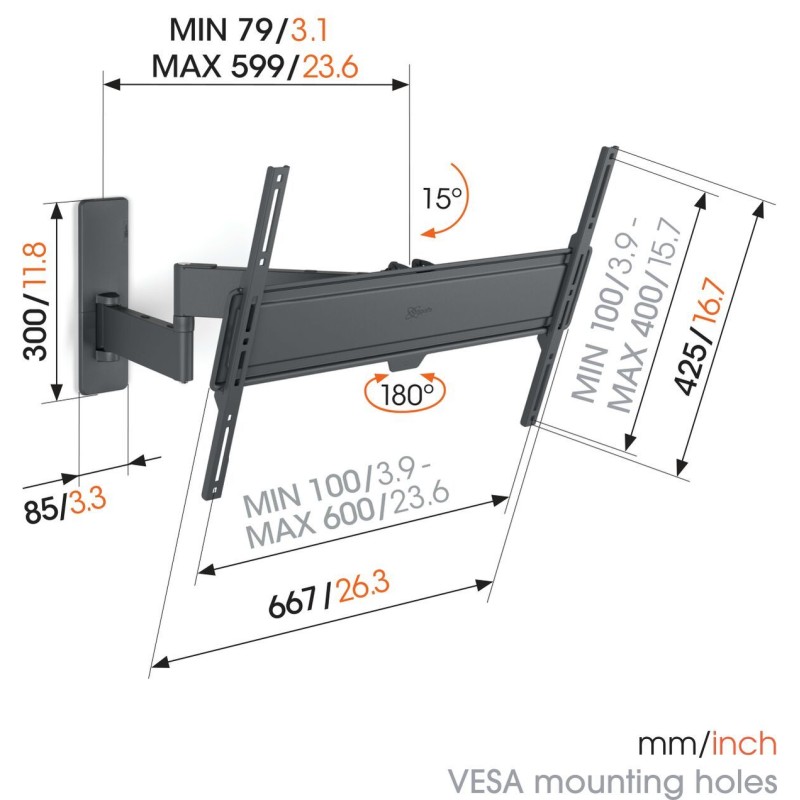 Buy Vogels TV Wall Mount - TVM1643 - Turn 40-77'' Black in Cyprus, Nicosia, Limassol, Larnaka, Pafos