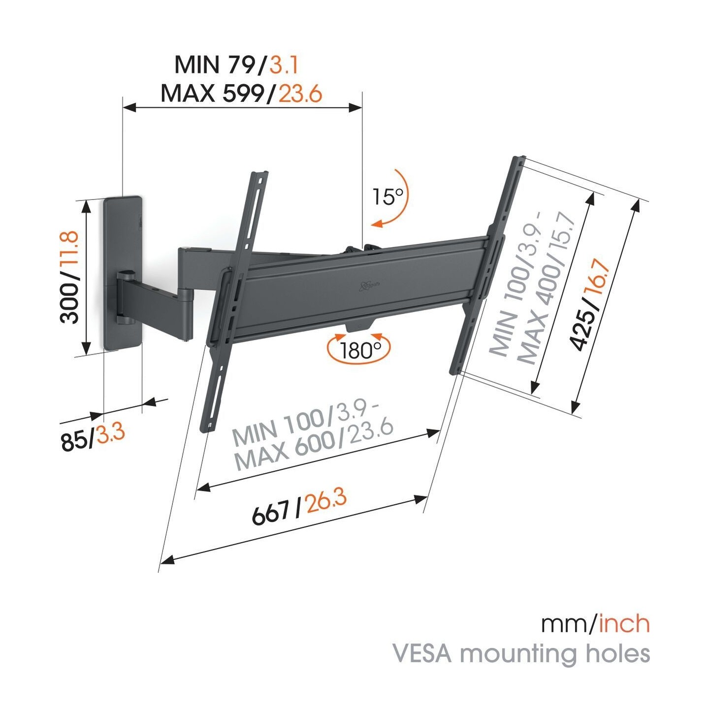 Vogels TV Wall Mount - TVM1643 - Turn 40-77'' Black — Buy in Cyprus with Fast Delivery