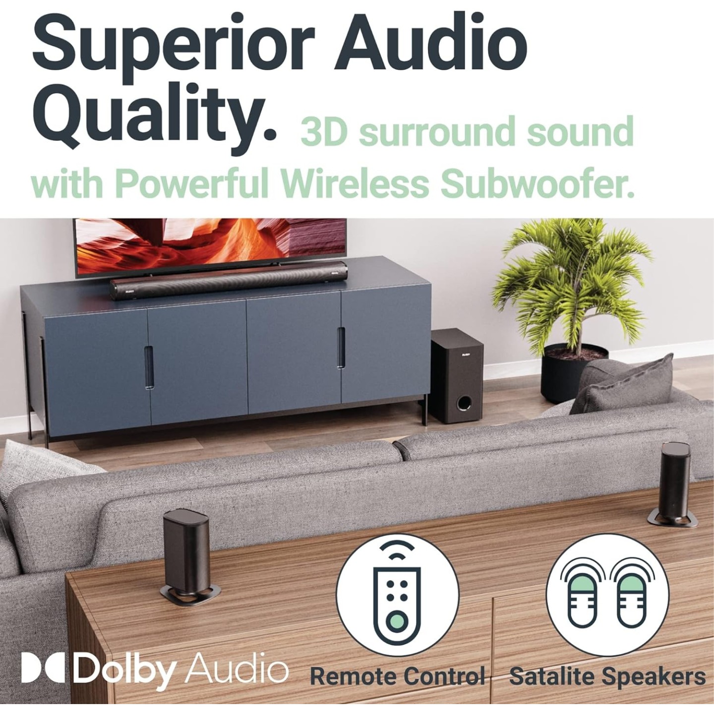 Majority Soundbar - EVEREST 5.1 - Soundbar 300W with Detachable Wireless Satellite Speakers & Wireless Subwoofer