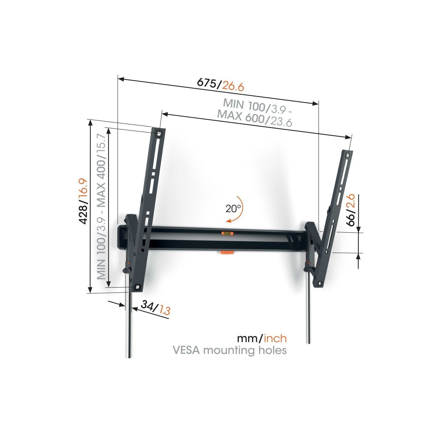 Vogels Tilt TV Wall Mount - TVM3613 - 40-77'' Black — Buy in Cyprus with Fast Delivery