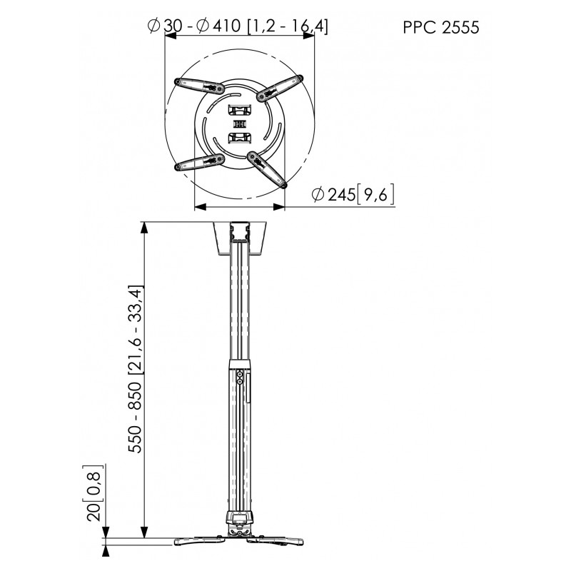 Buy Vogels Projector Ceiling Kit - PPC2555 - 25kg 55-85cm in Cyprus, Nicosia, Limassol, Larnaka, Pafos