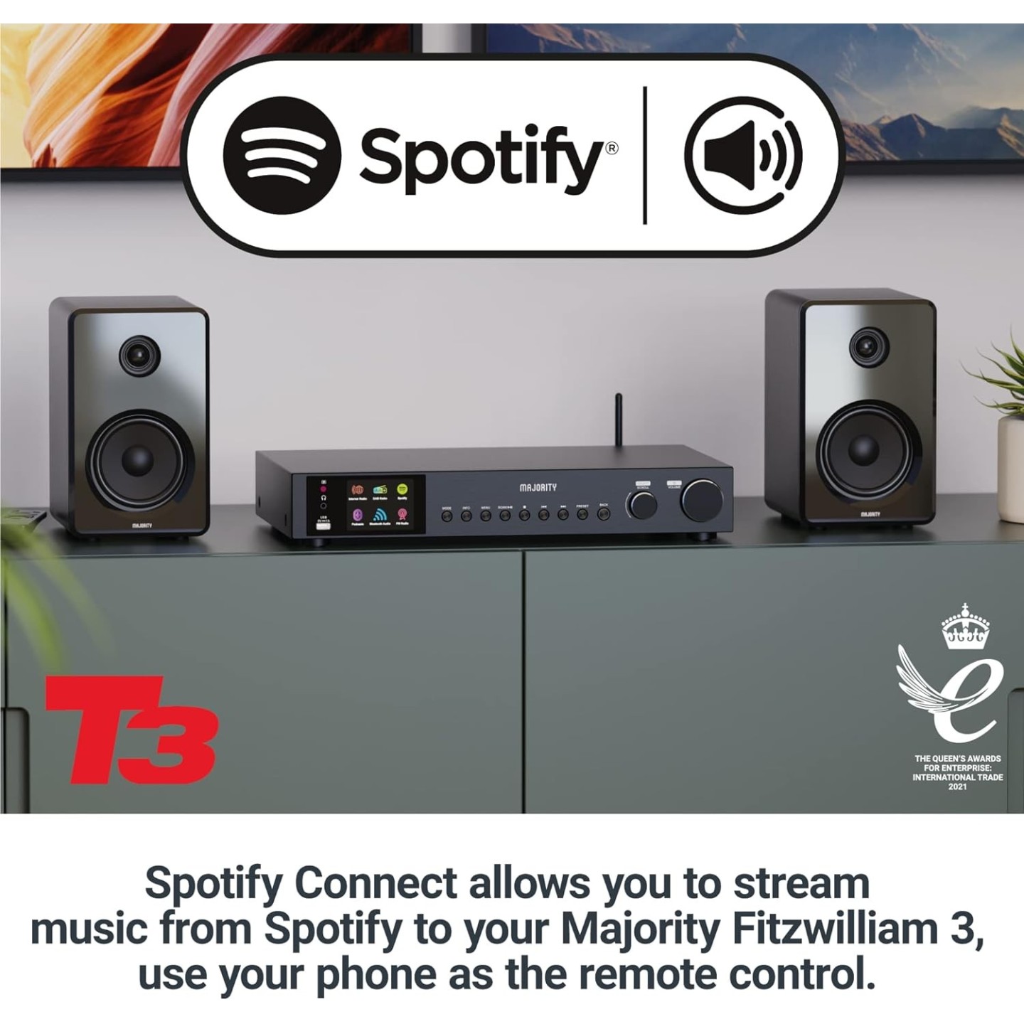 Majority Radio WiFi BT USB FM LineOut Display - FITZWILLIAM 2 - Black — Buy in Cyprus with Fast Delivery