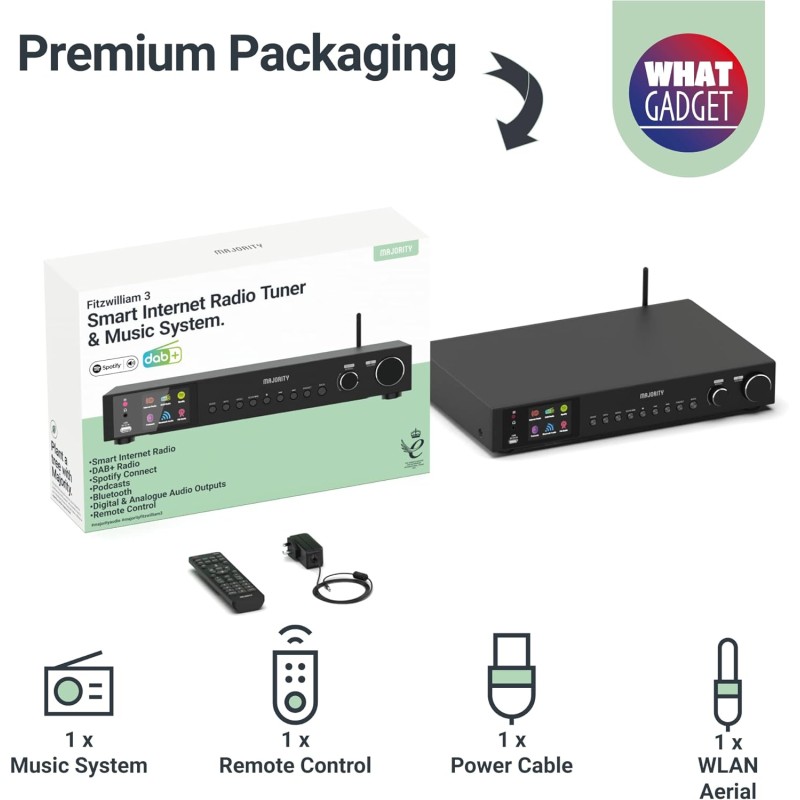 Buy Majority Radio WiFi BT USB FM LineOut Display - FITZWILLIAM 2 - Black in Cyprus, Nicosia, Limassol, Larnaka, Pafos