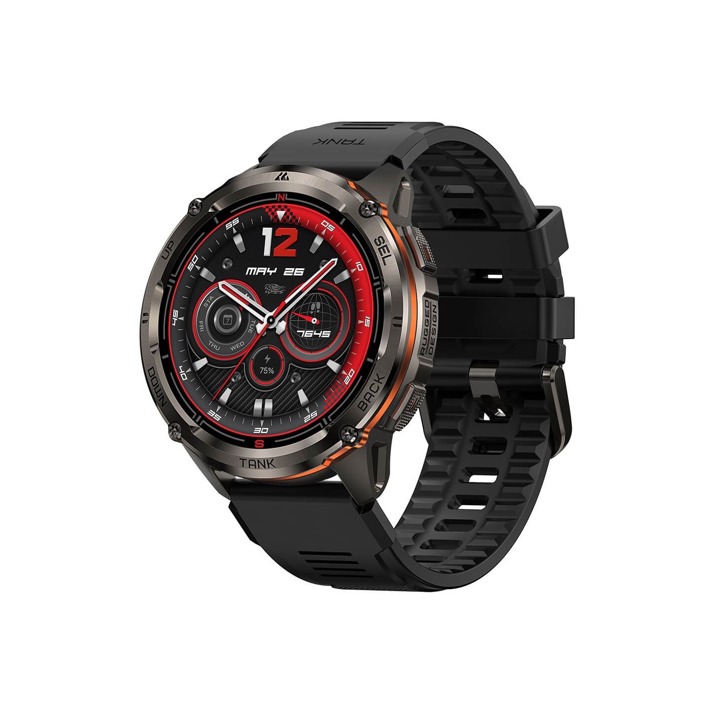 Kospet Rugged Smartwatch GPS Silicone Black - TANK T3 ULTRA 2 - Rugged Smartwatch GPS Silicone Black