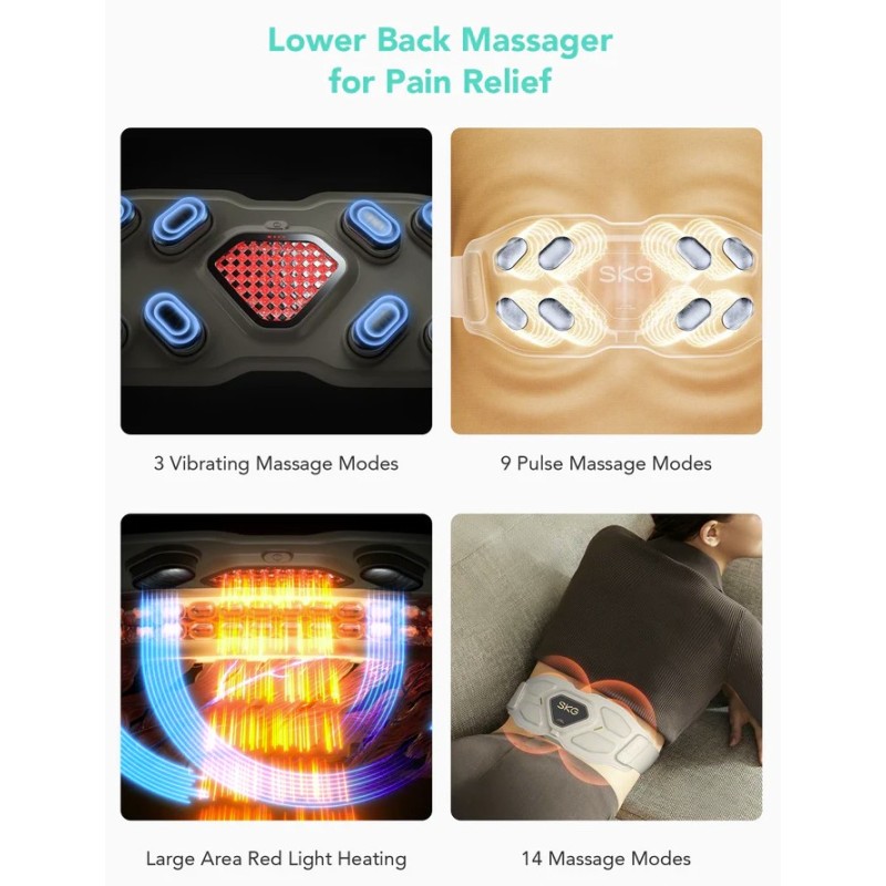 Buy SKG Waist Massager - W9 Pro - Hot Compress-TENS-Vibration-Moxib & APP in Cyprus, Nicosia, Limassol, Larnaka, Pafos