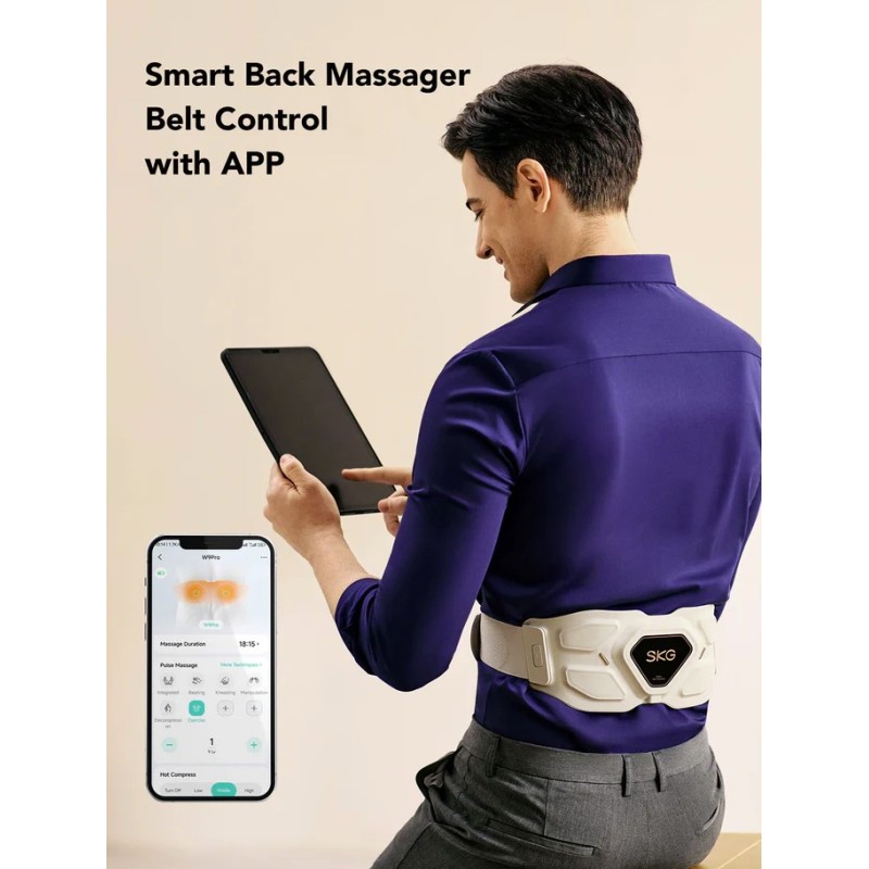 Buy SKG Waist Massager - W9 Pro - Hot Compress-TENS-Vibration-Moxib & APP in Cyprus, Nicosia, Limassol, Larnaka, Pafos